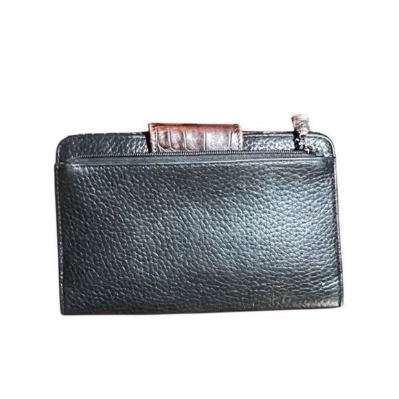 Brighton Brown Black Pebble-stone Leather Bifold Wallet with Snap Closure - Picture 2 of 3